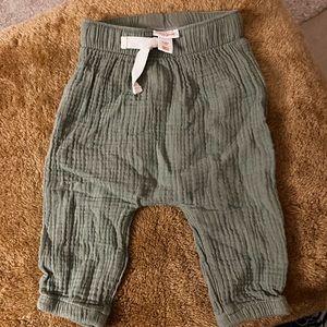 Green Muslin Cat and Jack Pants 6-9 mo